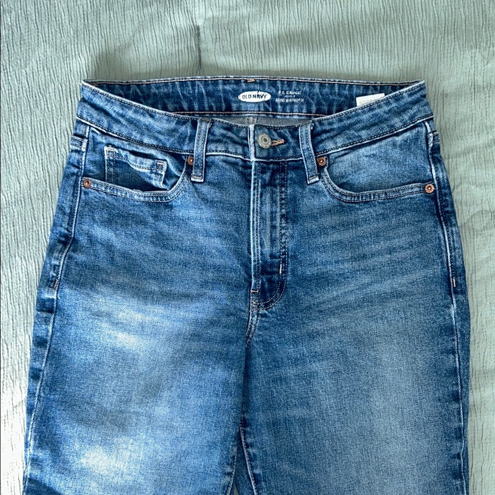 Old Navy Blue High Rise Straight Leg Jeans Classic Style